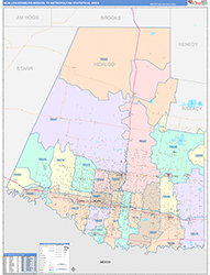 McAllen-Edinburg-Mission Metro Area Wall Map Color Cast Style 2026